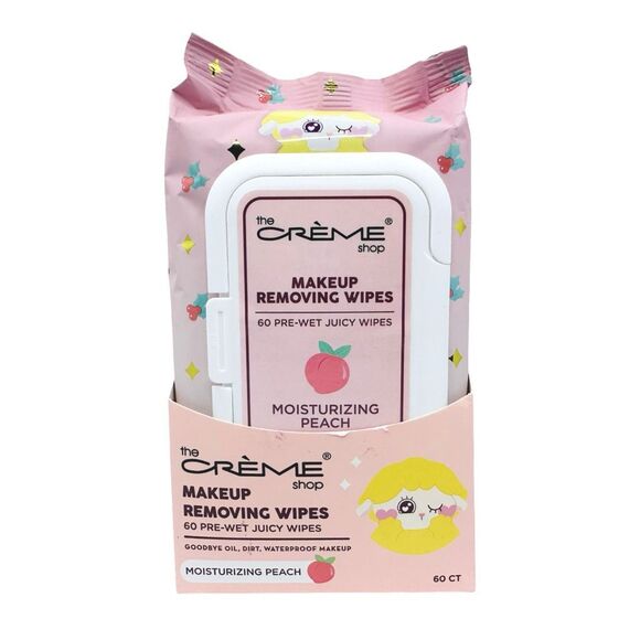 The Crème Shop Makeup Removing Wipes - 60 Pre-Wet Wipes - Moisturizing Peach - Picture 1 of 2